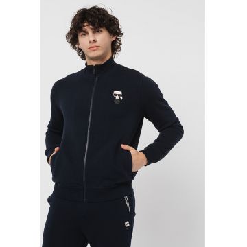 Bluza sport cu fermoar si logo aplicat pe piept