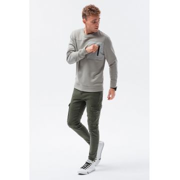 Bluza sport din amestec de bumbac cu buzunar pe piept - Gri -