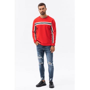 Bluza sport din amestec de bumbac cu decolteu la baza gatului - Rosu -