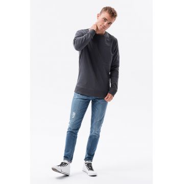 Bluza sport din bumbac cu decolteu la baza gatului - Gri antracit -