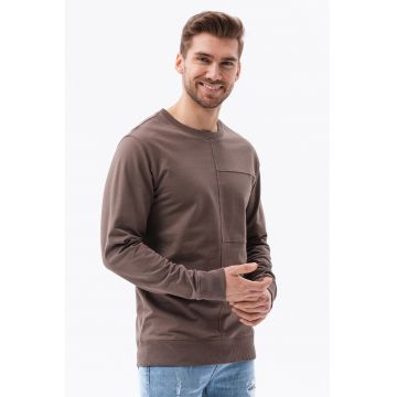 Bluza sport din bumbac cu decolteu la baza gatului - Maro -