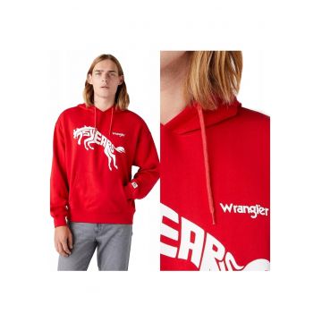 Hanorac Barbati -  75th Anni Hoodie - Nepermis - Regular Fit - Larg - 2 Buzunare - 80% Lana - 20% Poliester - Confortabil - Stilat - Ideal Pentru Zi Cu Zi - Marimea XL - Rosu