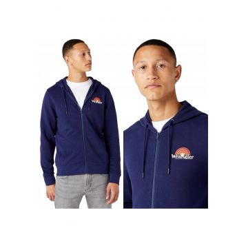 Hanorac Barbati -  Zip Thru Rainbow - Deschis - Regular Fit - 2 Buzunare - 100% Bumbac - Fermoar - Confortabil - Stilat - Durabil - Ideal Pentru Zi Cu Zi - Marimea M - Albastru