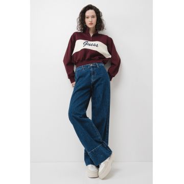 Bluza crop de trening cu croiala supradimensionata si fermoar scurt
