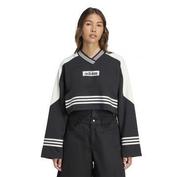 Bluza de trening crop cu decolteu in V