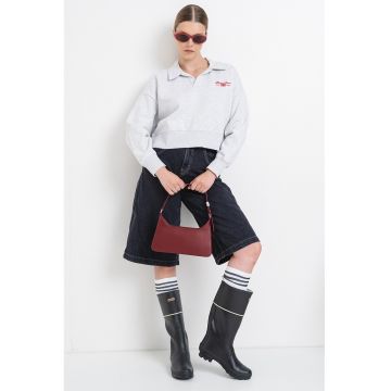 Bluza de trening crop cu guler polo