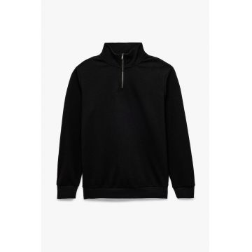 Bluza de trening cu aspect texturat si guler mediu