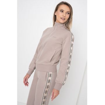 Bluza de trening cu benzi logo si fermoar