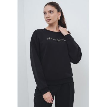 Bluza de trening cu decolteu la baza gatului si logo