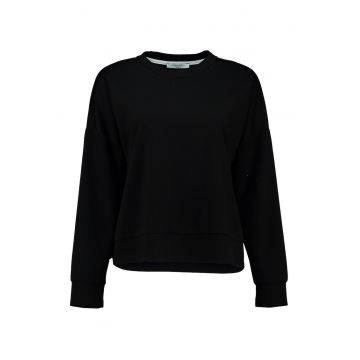 Bluza de trening cu decolteu la baza gatului si maneci cazute