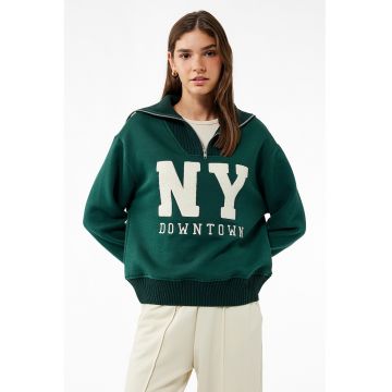 Bluza de trening cu imprimeu si maneci cazute