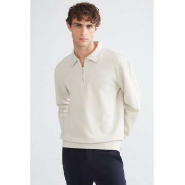 Bluza de trening polo cu fermoar scurt