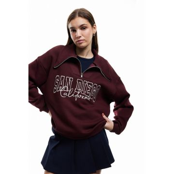 Bluza de trening supradimensionata cu fenta scurta cu fermoar