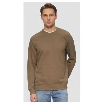 Bluza simpla barbati din amestec de bumbac si viscoza - Regular fit - Maro -
