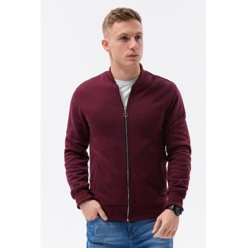 Bluza sport din amestec de bumbac cu fermoar - Rosu inchis -