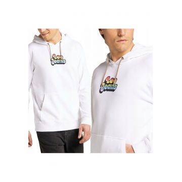 Hanorac barbatesc  Pride - alb - 100% bumbac - marimea M - croi normal - 2 buzunare
