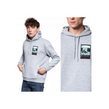 Hanorac barbati -  Graphic Relaxed Hood - croi normal - gri -