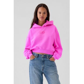 Hanorac crop cu imprimeu logo