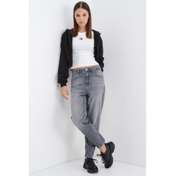 Hanorac crop lejer cu inchidere cu fermoar