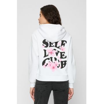 Hanorac cu imprimeu pe partea din spate - Alb