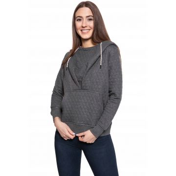 Hanorac Dama -  Bella Waterfall - Marime S - Bumbac - Maneca Lunga - Regular Fit - Cu Gluga - High-Quality - Gri