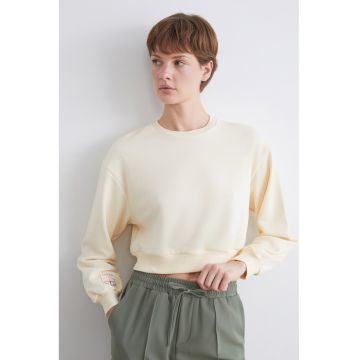 Bluza de trening crop cu decolteu la baza gatului