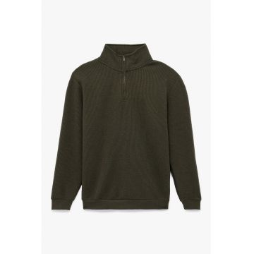 Bluza de trening cu aspect texturat si guler mediu
