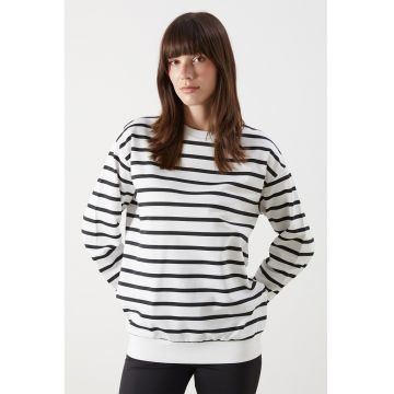 Bluza de trening cu decolteu la baza gatului si dungi