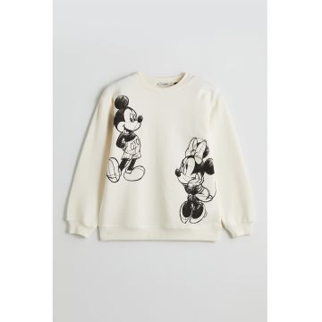 Bluza de trening cu decolteu la baza gatului si imprimeu cu desene animate