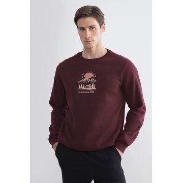 Bluza de trening cu decolteu la baza gatului si imprimeu grafic