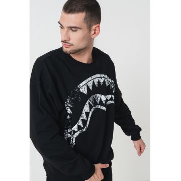 Bluza de trening cu decolteu la baza gatului si imprimeu grafic