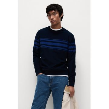 Bluza de trening cu decolteu la baza gatului si model in dungi