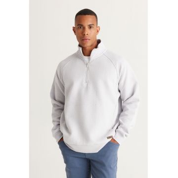 Bluza de trening cu fenta cu fermoar si maneci raglan
