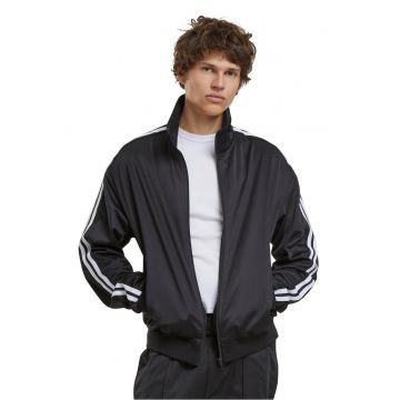 Bluza de trening cu fermoar cu benzi contrastante pe maneci