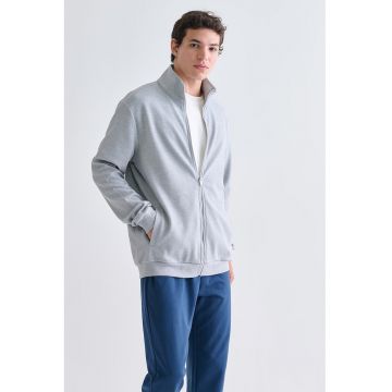 Bluza de trening cu fermoar si buzunare oblice