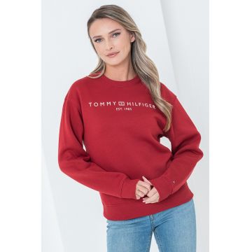 Bluza de trening cu imprimeu logo si decolteu la baza gatului