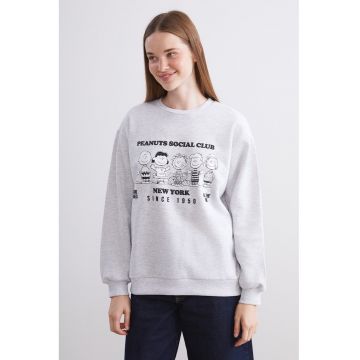 Bluza de trening cu imprimeu si decolteu la baza gatului