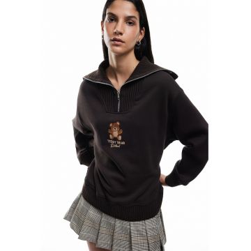 Bluza de trening cu imprimeu si maneci cazute