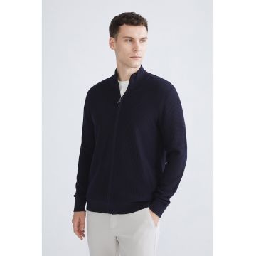 Bluza de trening cu model uni si fermoar
