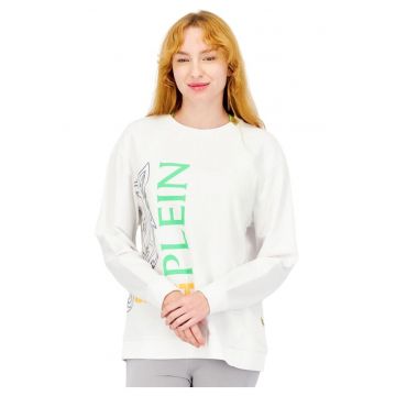 Bluza de trening dama  bumbac/elastan - alb -