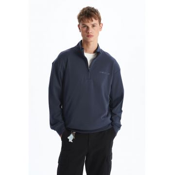 Bluza de trening din amestec de bumbac cu fenta cu fermoar
