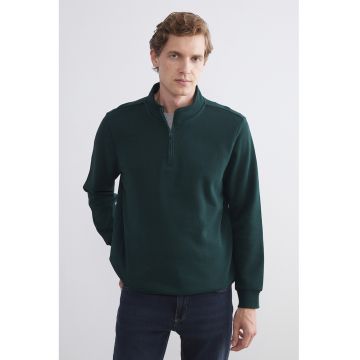 Bluza de trening din amestec de bumbac cu fenta cu fermoar
