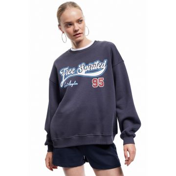 Bluza de trening din amestec de bumbac cu maneci cazute