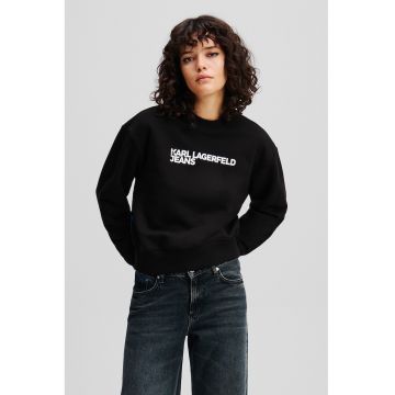Bluza de trening din amestec de bumbac organic si decolteu la baza gatului