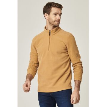 Bluza de trening din fleece cu fenta cu fermoar - Bej -