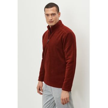 Bluza de trening din fleece cu fenta cu fermoar - Rosu inchis -