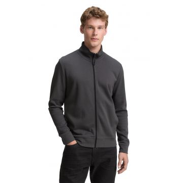 Bluza de trening din material pique cu fermoar - Gri inchis -