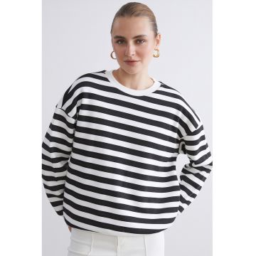 Bluza de trening in dungi cu maneci cazute