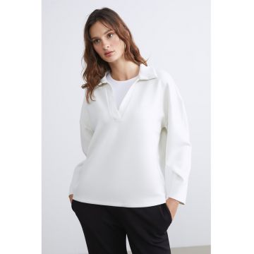 Bluza de trening polo cu decolteu in V