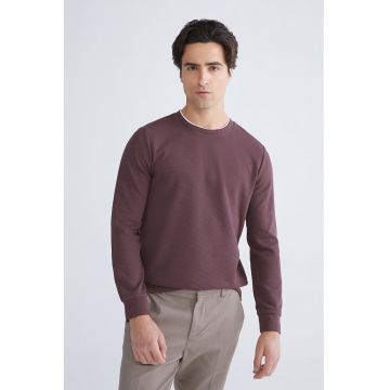 Bluza de trening regular fit texturata cu decolteu la baza gatului